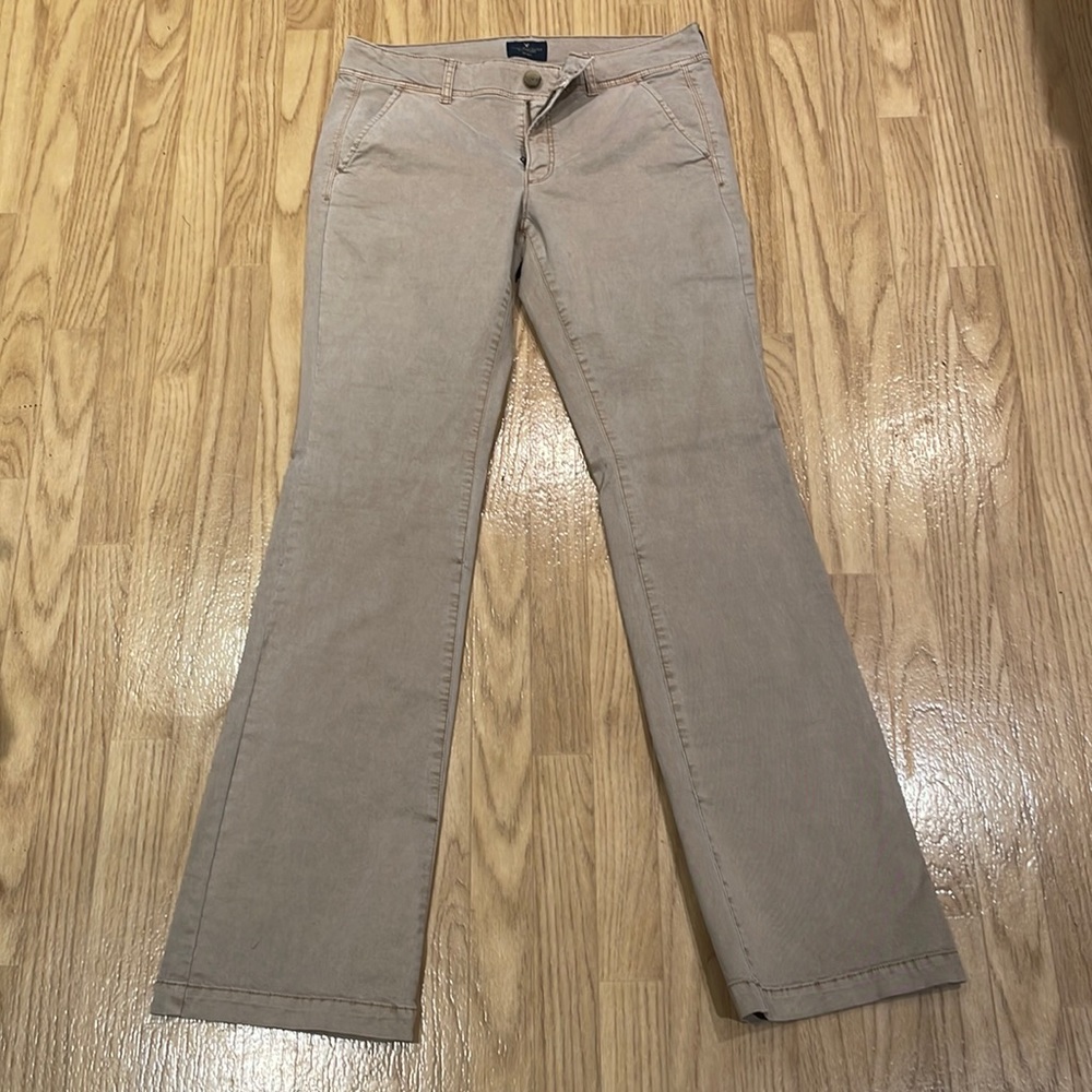 American Eagle stretch kick boot khaki. Tags removed but never worn!